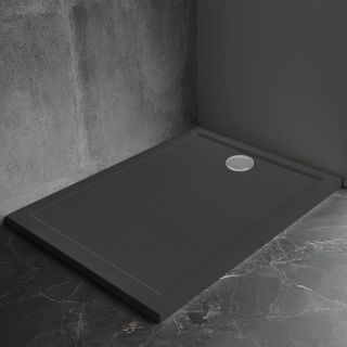 Душевой поддон Veconi Pietra B, 900x900x30, искусственный камень, черный